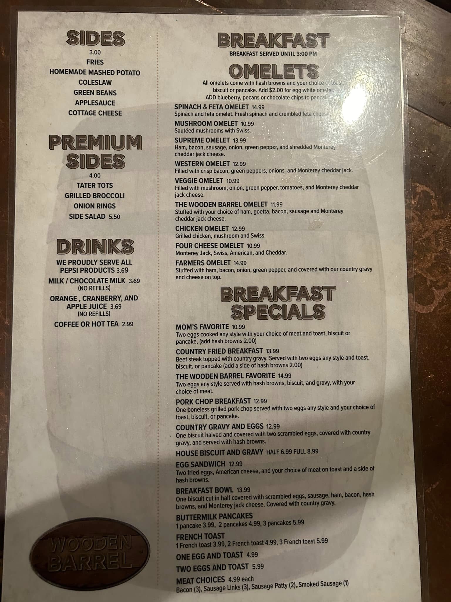Menu front page